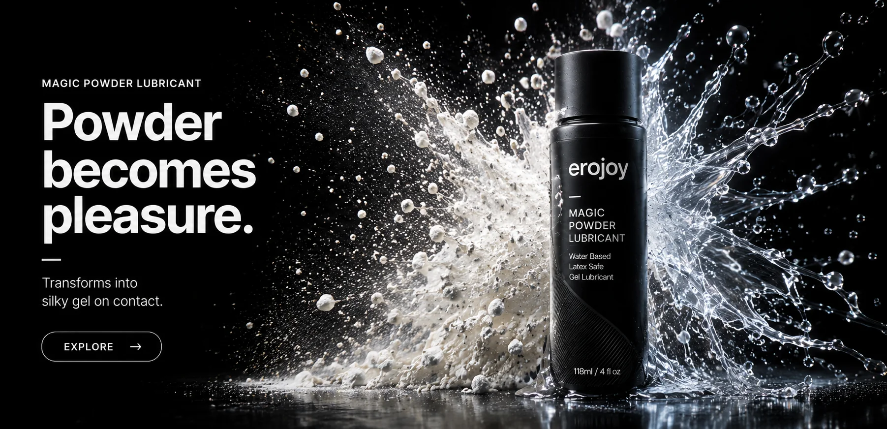 Magic Powder Lubricant — Powder becomes gel.